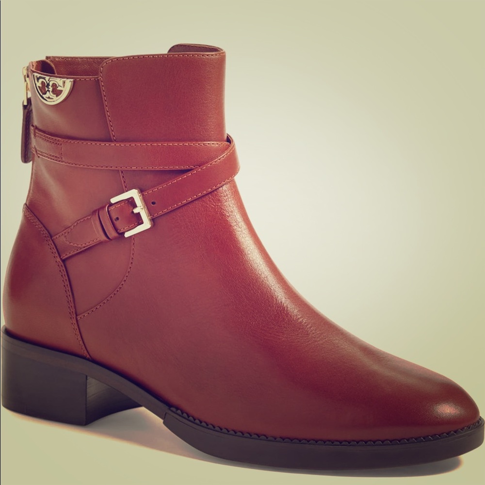 Tory Burch NEW Sydney Bootie Calf Leather Brown